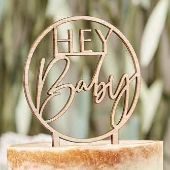 Ginger Ray Botanical Baby Shower Wooden Hey Cake Topper Wood, 5 x 118 x 199 mm