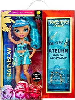 Rainbow High 578390EUC Pacific Coast-HALI Capri-Blue Fashion Doll with Outfit, Interchangeable Legs, & Display Stand-Includes Towel, Tote Bag, & More-Gift & Collectable for Kids Ages 6+