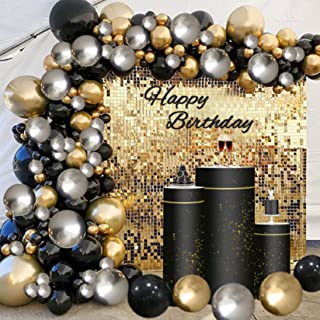 Balloon Arch Kit, Black and Gold Balloons , 100 PCS Balloon Arch Garland Kit,Metal Balloons for Christmas Decorations Birthday Wedding Anniversary Party Graduation