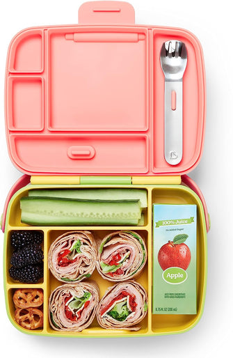 Munchkin Bento Lunch Box for Babies & Toddlers, Cute Lunch Box with Divided Sections, Baby & Childrens Lunch Box, 5 Compartment Food Container, Childcare & School Lunch Box with Cutlery - Yellow