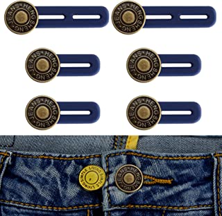 6 Pcs Button Extender for Trousers, Button Waist Extender, Pants Waist Extender Adjustable, Extended Jeans Waistband Button Extender Set, Elastic Collar Extenders for Jeans Skirts Trousers