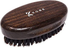 Kobe Palm Men's Dark Wood Oval Military Hair Brush - Hand Sized Grooming Tool with Natural Boar and Nylon Mix Bristles for Hair and Beard