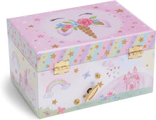 Jewelkeeper Girl's Musical Jewellery Storage Box with Spinning Unicorn, Glitter Rainbow and Stars Design, The Beautiful Dreamer Tune, Gifts for Little Girls