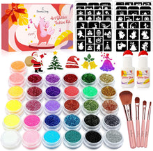 Temporary Glitter Tattoo Kids, Eleanore's Diary 31 Glitter Colors,165 Unique Stencils,2 Glue,4 Brushes,Adults & Kids Art Glitter Make Up Kit, Gifts for Girls Boys Halloween School Birthday Party