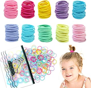 Hanyousheng Hair Bands, Hair Bobbles, Hair Ties, 320 Pcs Small Hair Bands, Multicolor Toddler Hair Bobbles, 10 Colors Hair Ties, Fine Hair Bobbles, 2.5 cm x 2mm Hair Band for Baby, Girls, Kids