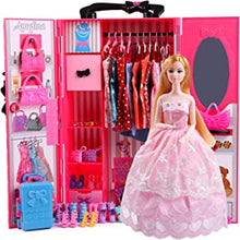 UCanaan Doll Closet Wardrobe Set for Doll Clothes (Also Suitable for 11.5 Inch Girl Dolls), 44 Pcs Doll Accessories Included Fashion Doll ,Dresses, Shoes, Bags, Hangers and Stand