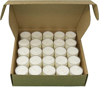 Natural Unscented Tealights 100% Rapeseed Wax Paraffin-Free Candles in Recyclable Clear Cup Natural Wax Tea Lights