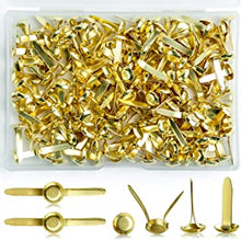 200 Pcs Split Pins, Metal Paper Fasteners Mini Brads, 8mm x 16mm Round Scrapbooking Brads Split Pins with Storage Box for Paper Craft DIY Stamping Scrapbooking (Gold)