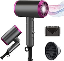 Travel Hair Dryer with Diffuser, Professional Hairdryer Low Noise Lightweight Blow Dryer for Curly Hair Concentrator with 3 Speed, Heat and Cool Setting for Women Men Home Salon Gift