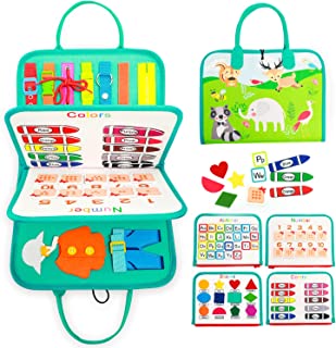 Busy Board Toddler Sensory Toys, Montessori Toys, Multi-page Busy Book, Kids Skill Toy Plane Activities, Activity Board for Learning Preschool Educational Toys for 2-6 Years Old, Boys & Girls Gift