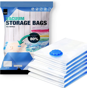 KEPLIN Vacuum Storage Bags  Maximise Space and Store Clothes, Bedding, Towels, Duvet & Pillow  Space Saver Air Suction Bag with Secure Double Zip + Valve  6 Pack Medium (50cm x 70cm)