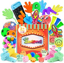 ZaxiDeel Sensory Fidget Toys Set, Fidget Pack For Anxiety Relief 35 Pcs, Stress Sensory Toys for Autism, Fidget Box with Finger Puppets Stress Ball Birthday Party Favors for Kids and Adults