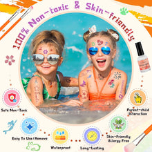 Oukzon Glitter Tattoo Kit, Temporary Tattoos for Kids - 24 Glitter Colors, 60 Pcs Luminous Tattoos, 150 Unique Stencils, Girls Tattoo Set for Kids, Body Make Up for Carnival, Birthday, Party Gifts