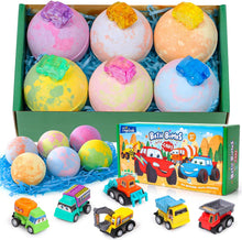 Tacobear 6pcs Bath Bombs for Kids with Toy Cars Inside Handmade Natural Organic Bubble Bath Bombs with Pull Back Cars Bath Fizzers Christmas Birthday Gift Set Bath Bombs for Boys