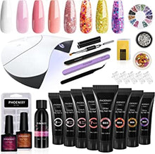 Poly Nail Gel Kit 8 Colours Poly Nail Gel with 36W U V LED Nail Lamp and Nail Manicure Tools Phoenixy Poly Nail Builder Gel Starter Kit Gift for Nail Beginners