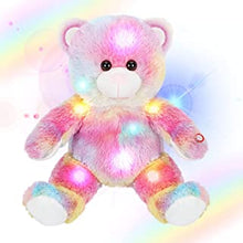 Teddy Bear Plushies,LED Colorful Glow Stuffed Animals,Cute Kawaii Plush Toys Gifts for Kids Boys Girls and Her Valentines Birthday Christmas Day Gifts-Rainbow