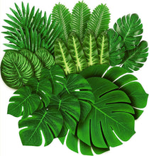 78 pieces of 8 kinds of fake leaves, tropical palm leaves, monstera leaves, artificial leaves for safari parks, Hawaiian dinosaurs, banquet table decoration, wedding and birthday themed parties