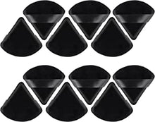 Sibba 12Pcs Powder Puff Triangle Shape Face Makeup Puff for Loose Powder Foundation Soft Cosmetic Sponge Wet and Dry Powder Puff Pads Large Body Cotton Powder Cushion Puffs (Black)