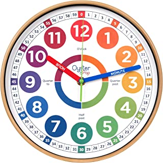 Kids Wall Clock - Learning Clock - Silent Analogue Telling Time Teaching Clock - Kids Learn to Tell Time Easily