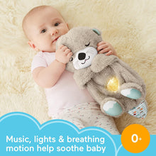 Fisher-Price Sound Machine Soothe 'n Snuggle Otter Portable Plush Baby Toy with Sensory Details Music Lights & Rhythmic Breathing Motion, FXC66