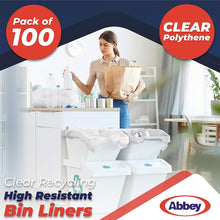 Abbey Clear Recycling Bin Liners, Pack of 100, 18 x 29 x 39 Inch, 64 Gauge