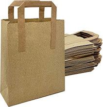 Paper Bags with Handles -50 Small Brown Paper Bags 7x9x3.5”- Perfect for Lunch, Takeaway, Grocery and Party use by DHANZIPAK