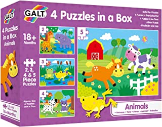 Galt Toys, 4 Puzzles in a Box - Animals, Animal Jigsaw Puzzle for Kids, Ages 18 Months Plus