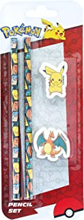 Pokemon Pencil Set | Writing 2 Pencils with Eraser Toppers | School Supplies | Stationery Supplies | Pokemon Stationery