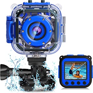 PROGRACE Kids Camera Waterproof Children Camcorder Christmas Boy Toy Gift Birthday Kids Video Camera Underwater Digital Sport Action Camera for Toddler Bike Helmet Age 4 5 6 7 8 9 10 11 12 years old