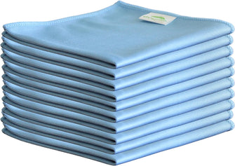10 x Microfibre Glass Cloths 36x36cm, Lint Free and Ultra Fine Cleaning Cloths for Windows and Glass.