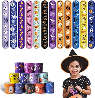 VEYLIN 24 Halloween Snap Band Slap Bracelets Wristband for Kids Party Bag Favors Fillers