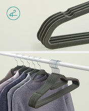 SONGMICS Velvet Hangers, Set of 20 Clothes Coat Hangers, Non-Slip, with Tie Bar and 360 Swivel Hook, Space-Saving, 0.6 cm Thick, 43.5 cm Long, for Dresses Trousers, Grey CRF20V