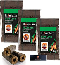 Homefire High Energy Ultra Dry Heat Logs Open Fire Log Eco Wood Fuel (36 Heat Logs) with Topline Long Matches for wood burners!