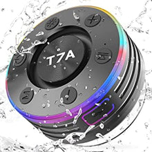 Bluetooth Shower Speaker, IPX7 Waterproof Portable Bluetooth Speaker with Suction Cup, Wireless Speaker 360°Surround Sound, LED Light Show, Built-in Mic, Outdoor Mini Speaker for Party, Travel, Beach