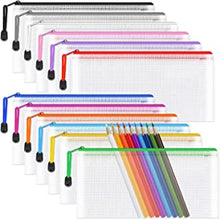 Clear Pencil Case Mesh Pencil Pouch, 12PCS Clear PVC Zipper Pencil Bag Plastic Wallet Folders Waterproof Travel Storage Pouch for Exams, Cosmetics, Stationery and Travel Accessories, 12 Colours