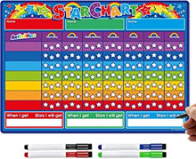 The Magnet Shop Reward Chart for Children - Magnetic Star Chart for Recognising and Inspiring Good Behaviour in Toddlers and Kids, Boys and Girls. With 4 Magnetic Coloured Dry Wipe Pens (Rainbow)