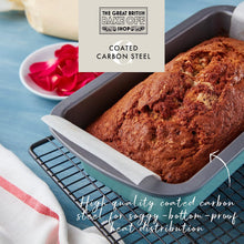 The Great British Bake Off 2lb Loaf Tin, Bread tin for Baking, 900g Capacity, for Banana, White & Seeded Loaves, Official GBBO Logo, Non Stick Coated Carbon Steel, Duck Egg Blue, 23cm x 13cm x 7cm