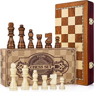 Peradix Chess Set | Magnetic Wooden Chess Board Piece Set Games | 35x35cm Folding Chessboard for Storage | 2 Extra Queen | Strategy Educational Games for Kids and Adult