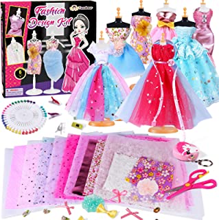 Tacobear 350pcs+ Fashion Design for Kids Girls Toys Arts and Crafts Sewing Kits for Children Fashion Studio Sketchbook Mannequin Doll Clothes Fashion Designer Gifts for 6 7 8 9 10 11 12 Years Old