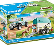 PLAYMOBIL Country 70511 Car with Pony Trailer, For ages 4+