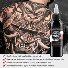 1 Bottle Baodeli Super Black Tattoo Ink - Tribal - Shade -Pure Black Ink Skin Safe Permanent Tattoo Professional Tattoo Supply Body Painting Art (4oz/120ml)