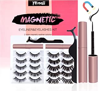 10 Pairs Magnetic Eyelashes Reusable 3D False Eyelashes Magnetic with Magnetic Eyeliner Kit, Waterproof Magnetic Fake Eyelashes Natural Look