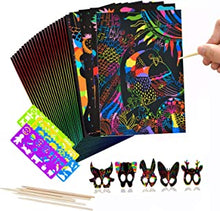 Scratch Art for Kids,50 Sheets Rainbow Scratch Notes Paper Combo Arts Set Black Magic Scratch Art Notes Paper Boards Doodle Pad for Christmas Birthdays Party Gift (5.31" x 7.6")