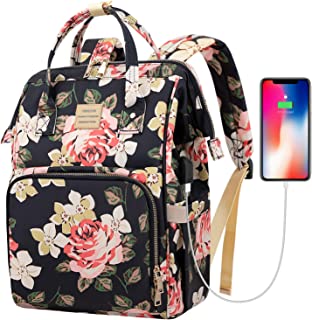 Laptop Backpack,15.6 Inch Stylish College School Backpack with USB Charging Port,Water Resistant Casual Daypack Laptop Backpack for Women/Girls/Business/Travel (Flower Pattern)