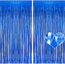 2 Pack Foil Fringe Curtain 3ft x 6.5ft,Foil Fringe Curtain for Decoration Metallic Tinsel Curtain Backdrop Streamers for Party Birthday Wedding Graduation Decorations (Blue)