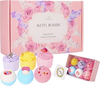 Bath Bombs Gift Set（6pcs）, TTRWIN Organic Natural Vegan Spa Bath Bomb Kit with Different Organic Essential Oils