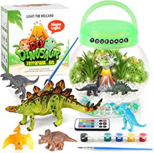 Make Your Own Light-Up Dinosaur Terrarium Kit for Kids and DIY Dinosaur Painting Kit, Dinosaur Gifts for Kids Boys Ages 4 5 6 7 8 9 10 Years and Up, Dinosaur Toys Arts and Craft Kits for Kids