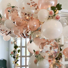 SANERYI Balloon Arch Kit 140pcs Rose Gold Balloons and White Balloons Garland Kit Confetti Clear Latex Balloons for Bridal Shower Bachelorette Hen Party Wedding Birthday for Girls Decorations