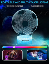 Nice Dream Soccer Night Light for Kids, 3D Illusion Night Lamp, 16 Colors Changing with Remote Control, Room Decor, Gifts for Children Boys Girls