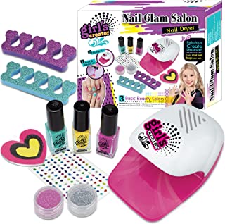 STAY GENT Nail Varnish Set Kids Nail Art Kit Washable Make Up Sets for Girls, 10Pcs Real kit Quick-Dry Strippable Nail Polish with Nail Dryer, Birthday for Girls Boys Aged 5 6 7 Above